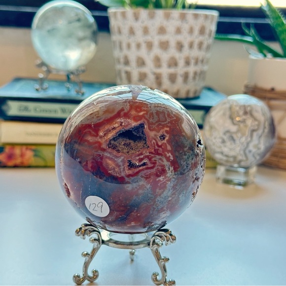 Red Moss Agate Sphere Crystal Ball for Abundance - Picture 3 of 7